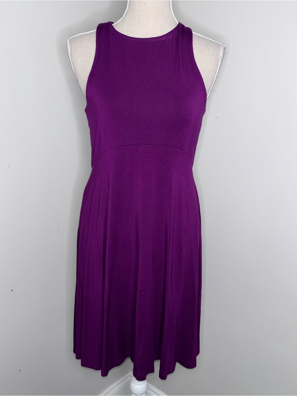 Athleta Santorini purple fit & flare stretch sleeveless tank knit dress sz Small